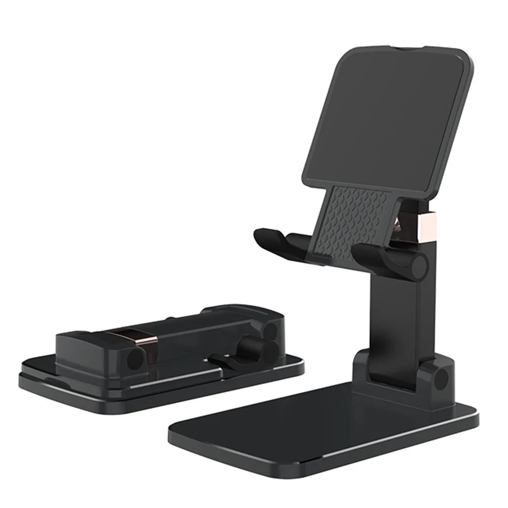 CCT14 Lifting Folding Phone Holder Portable Multi-Angle Adjustable Phone Stand for iPhone, Samsung, Huawei - Black - 1