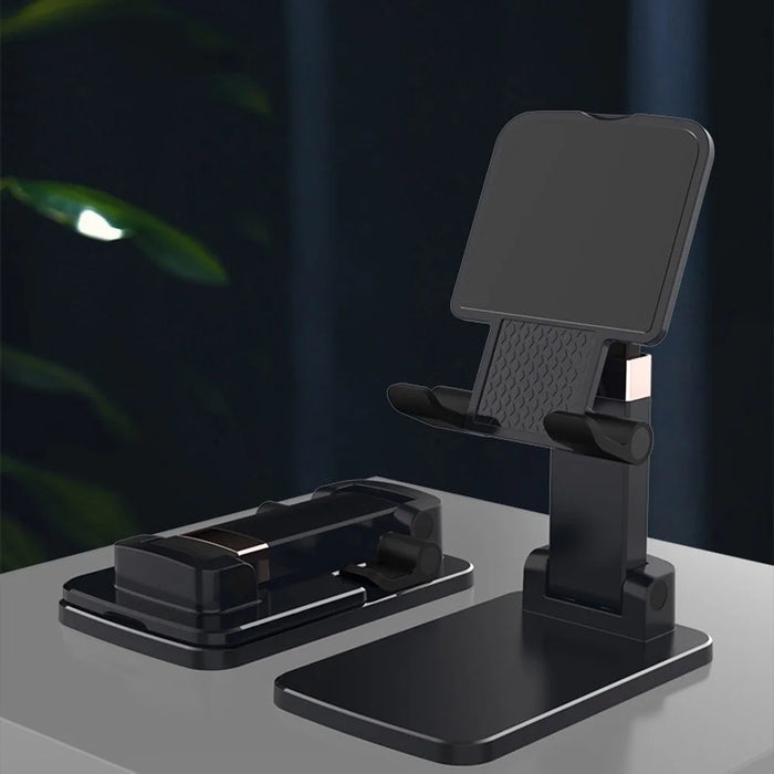 CCT14 Lifting Folding Phone Holder Portable Multi-Angle Adjustable Phone Stand for iPhone, Samsung, Huawei - Black - 2