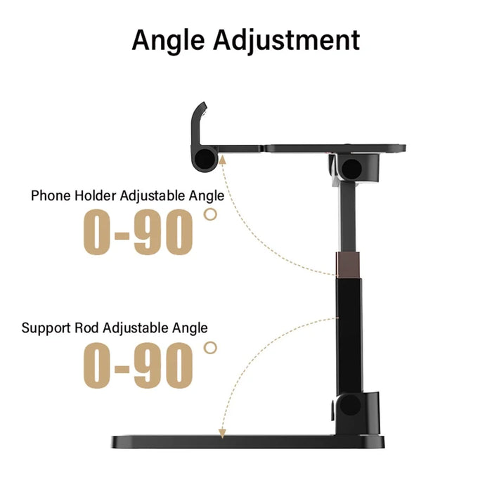 CCT14 Lifting Folding Phone Holder Portable Multi-Angle Adjustable Phone Stand for iPhone, Samsung, Huawei - Black - 4