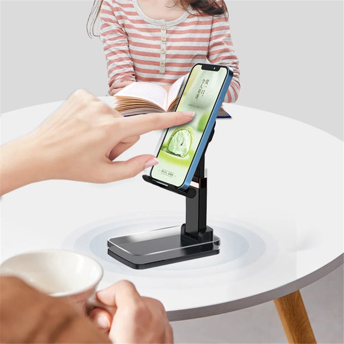 CCT14 Lifting Folding Phone Holder Portable Multi-Angle Adjustable Phone Stand for iPhone, Samsung, Huawei - Black - 5
