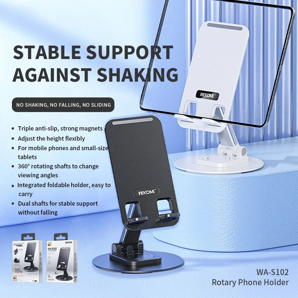WEKOME S102 Desktop Rotary Phone Stand Aluminum Alloy Folding Mini Tablet Holder - White - 2