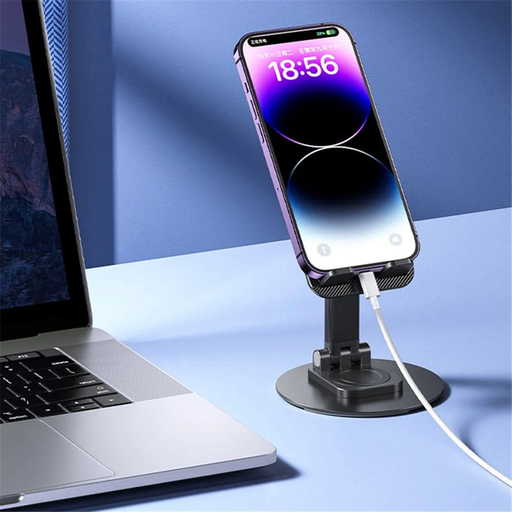 WEKOME S102 Desktop Rotary Phone Stand Aluminum Alloy Folding Mini Tablet Holder - White - 7