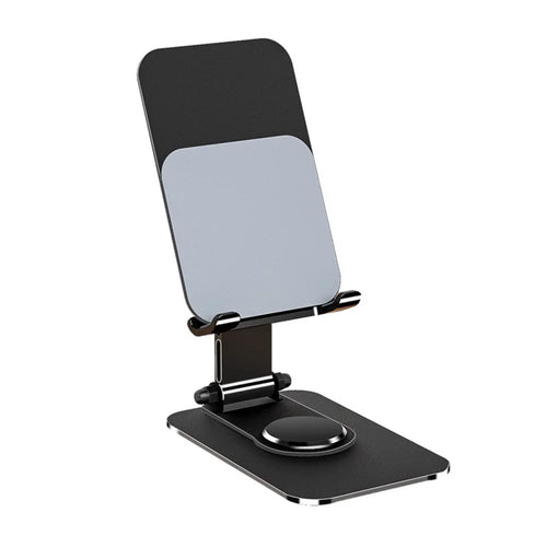 Q10 Desktop Folding Phone Stand Aluminum Alloy Ultra-Thin Rotating Cell Phone Holder - Black - 1