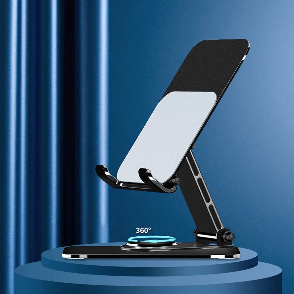 Q10 Desktop Folding Phone Stand Aluminum Alloy Ultra-Thin Rotating Cell Phone Holder - Black - 6