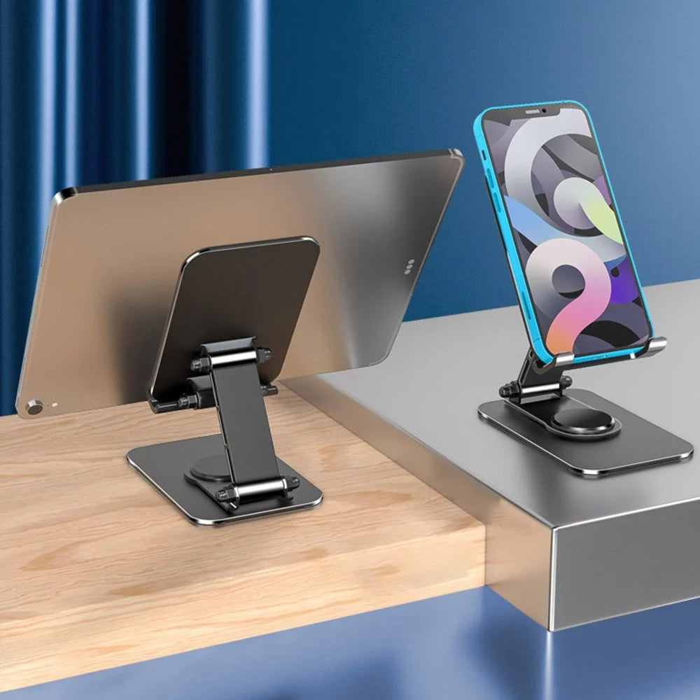 Q10 Desktop Folding Phone Stand Aluminum Alloy Ultra-Thin Rotating Cell Phone Holder - Black - 7