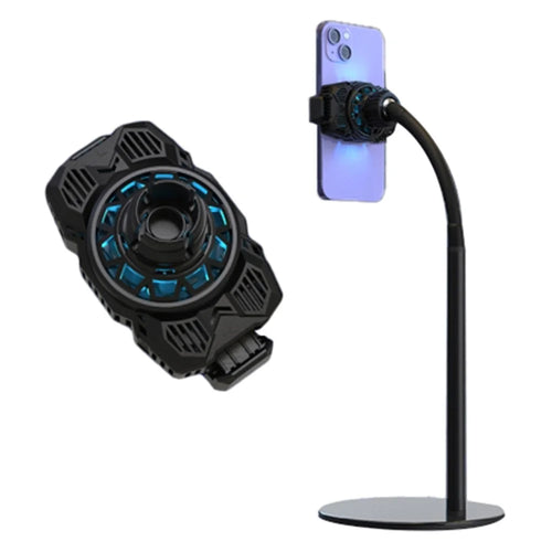 S98 Semiconductor Cooling Fan Phone Cooler Mobile Phone Radiator with Phone Holder Stand Mount - Black - 1