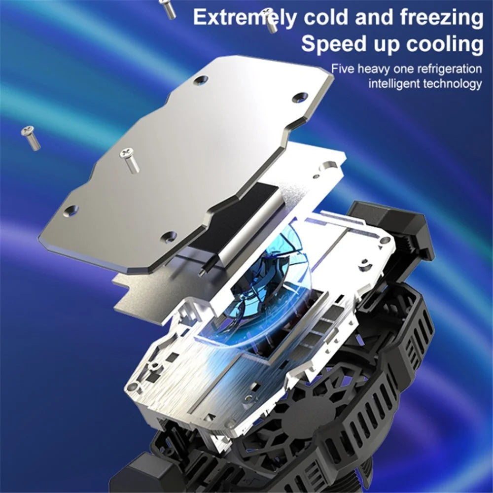 S98 Semiconductor Cooling Fan Phone Cooler Mobile Phone Radiator with Phone Holder Stand Mount - Black - 4