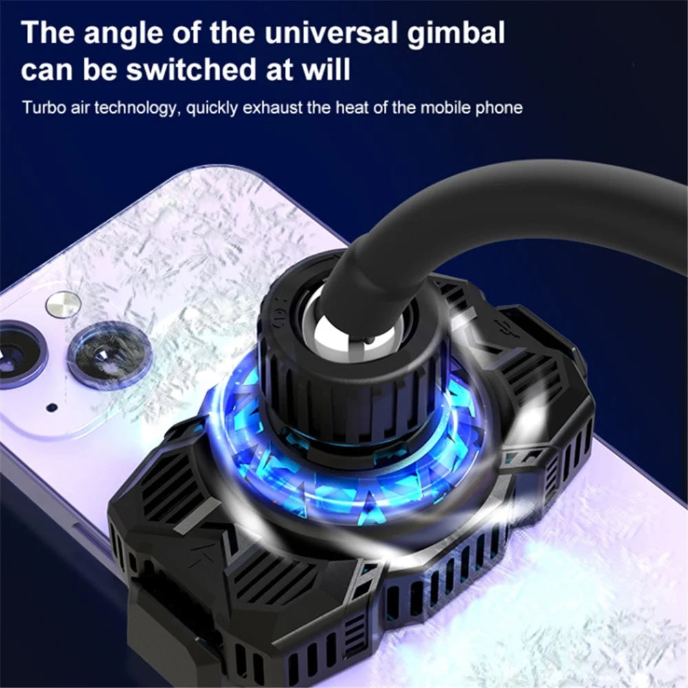 S98 Semiconductor Cooling Fan Phone Cooler Mobile Phone Radiator with Phone Holder Stand Mount - Black - 5
