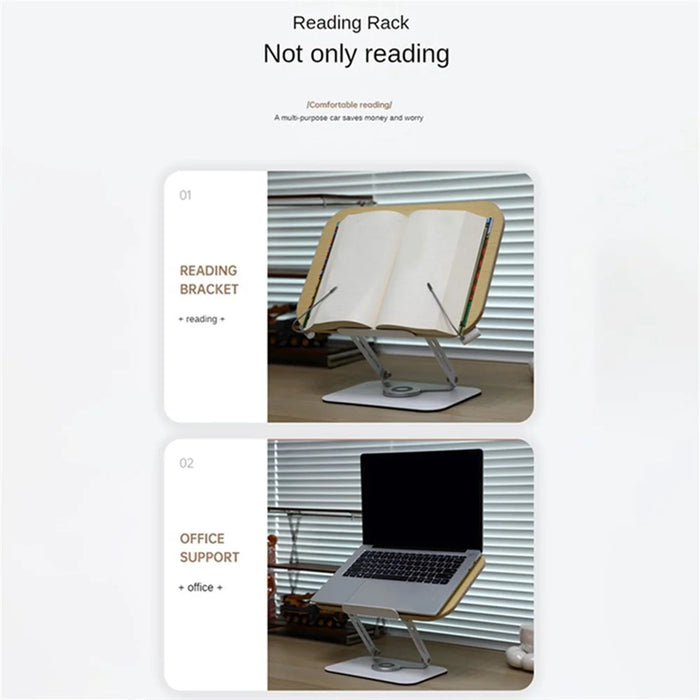 BONERUY R17 Metal Book Reading Stand Foldable Double Rod Support Book Holder for Books Laptop Tablet Textbook - 2