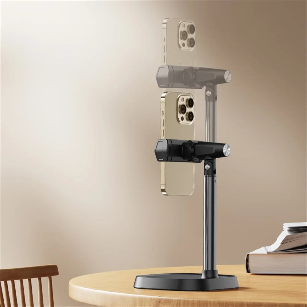 BONERUY T8 Cell Phone Stand Height Angle Adjustable Phone Holder Stand for Live Vlog Streaming Video - Black - 4