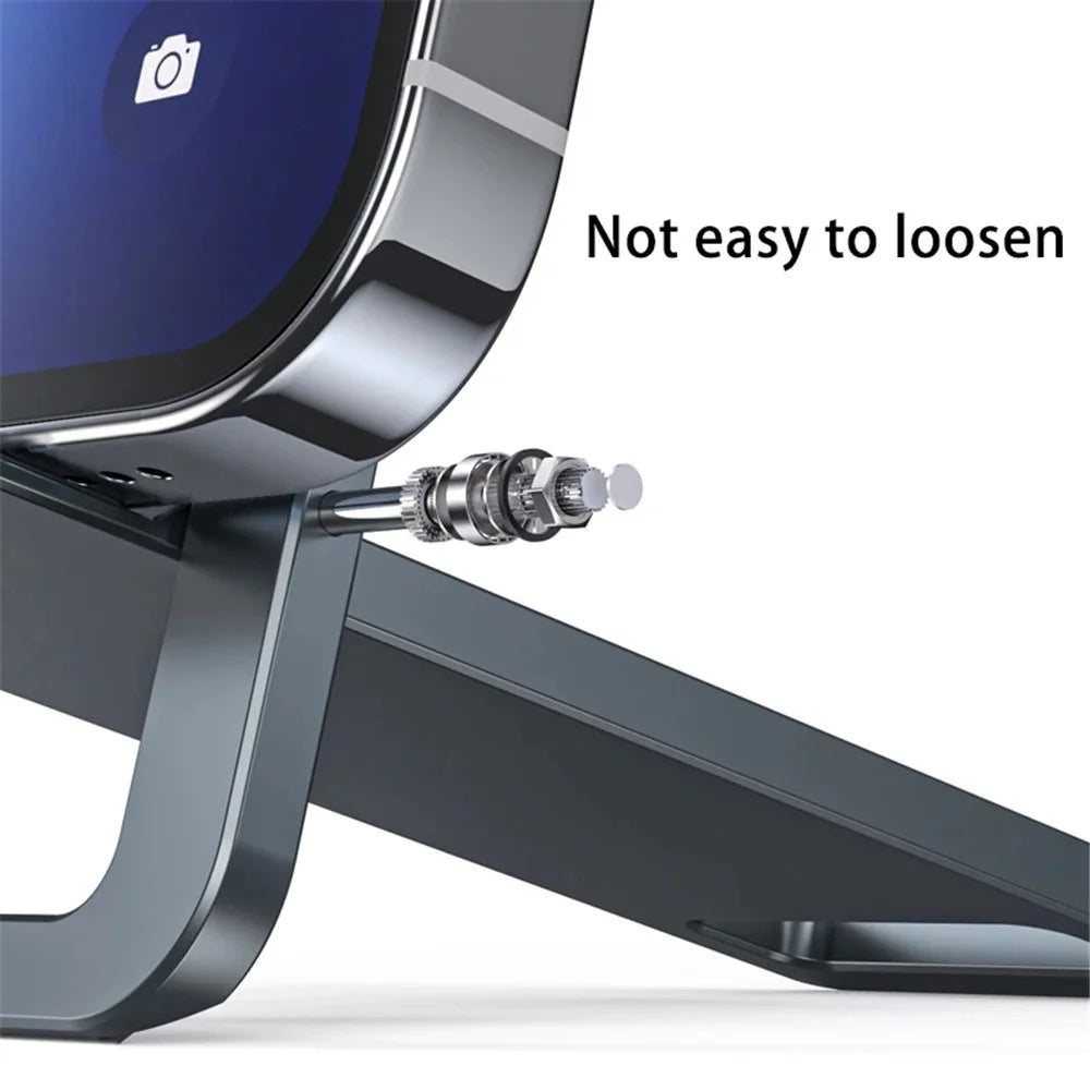 BONERUY T6 Cell Phone Stand Foldable Aluminum Adjustable Phone Tablet Holder Cradle Dock for Desk Travel - Dark Grey - 5