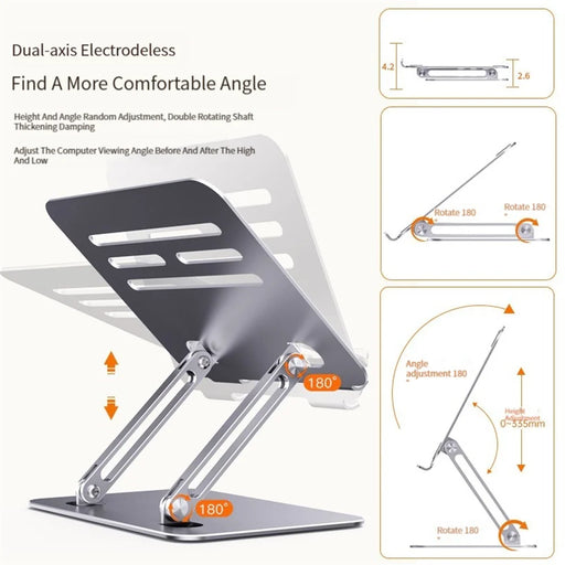 BONERUY P89 Tablet Stand for Desk Hollow Heat Dissipation Adjustable Tablet Holder Carbon Steel Tablet Riser - Dark Grey - 2