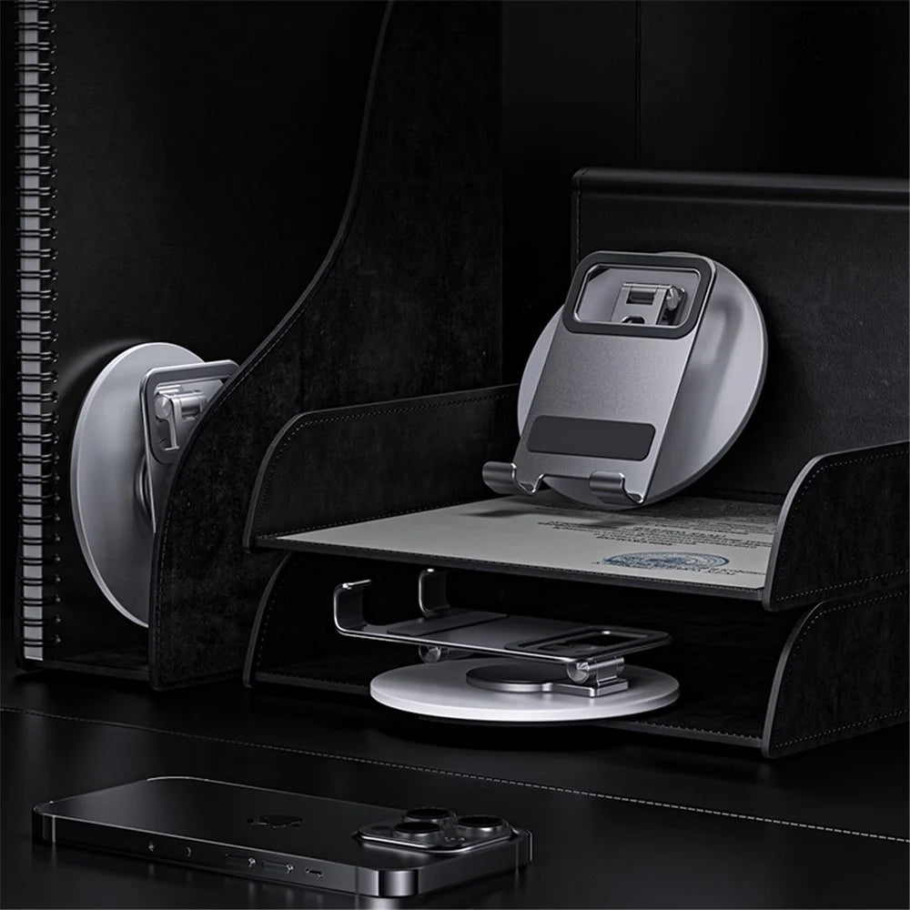BONERUY L60 Cell Phone Stand 360-degree Rotating Tablet Phone Dock Aluminum Alloy Desktop Holder - Silver - 6
