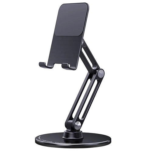 BONERUY L06X Cell Phone Stand Aluminum Alloy Tablet Cradle Desktop Dock 360 Degree Rotating Foldable Phone Holder - Dark Grey - 1