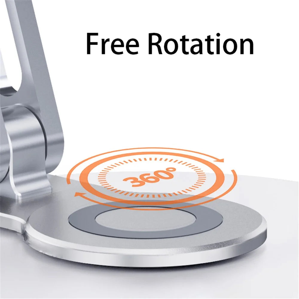 BONERUY L06MINI Tablet Stand Holder Adjustable Aluminum Alloy Desktop Phone Mount Stand 360 Degree Rotating Cradle - Silver - 3