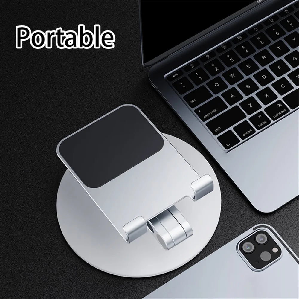 BONERUY L06MINI Tablet Stand Holder Adjustable Aluminum Alloy Desktop Phone Mount Stand 360 Degree Rotating Cradle - Silver - 6