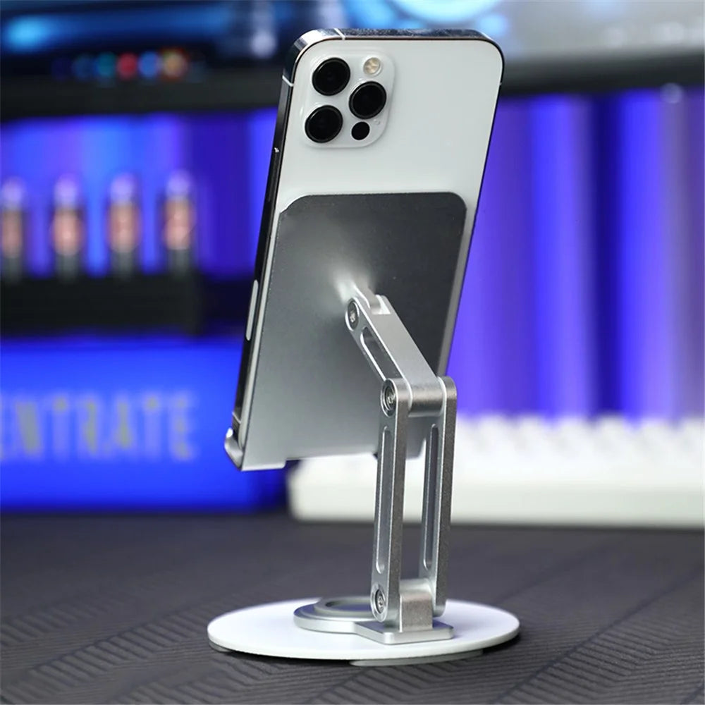 BONERUY L06MINI Tablet Stand Holder Adjustable Aluminum Alloy Desktop Phone Mount Stand 360 Degree Rotating Cradle - Silver - 7