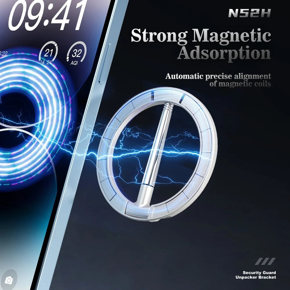 R-JUST SJ20-4 Magnetic Phone Ring Holder with Knife Vertical and Horizontal Stand Foldable Cellphone Kickstand - Dark Grey - 2