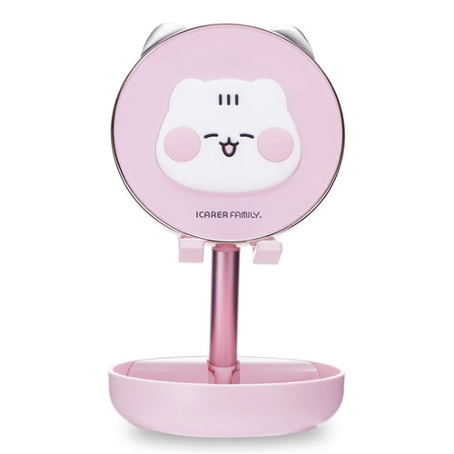 ICARERFAMILY IF-ZMZJ01 Mirror Design Cartoon Desktop Bracket Folding Stand for Phone / Tablet - Pink - 1