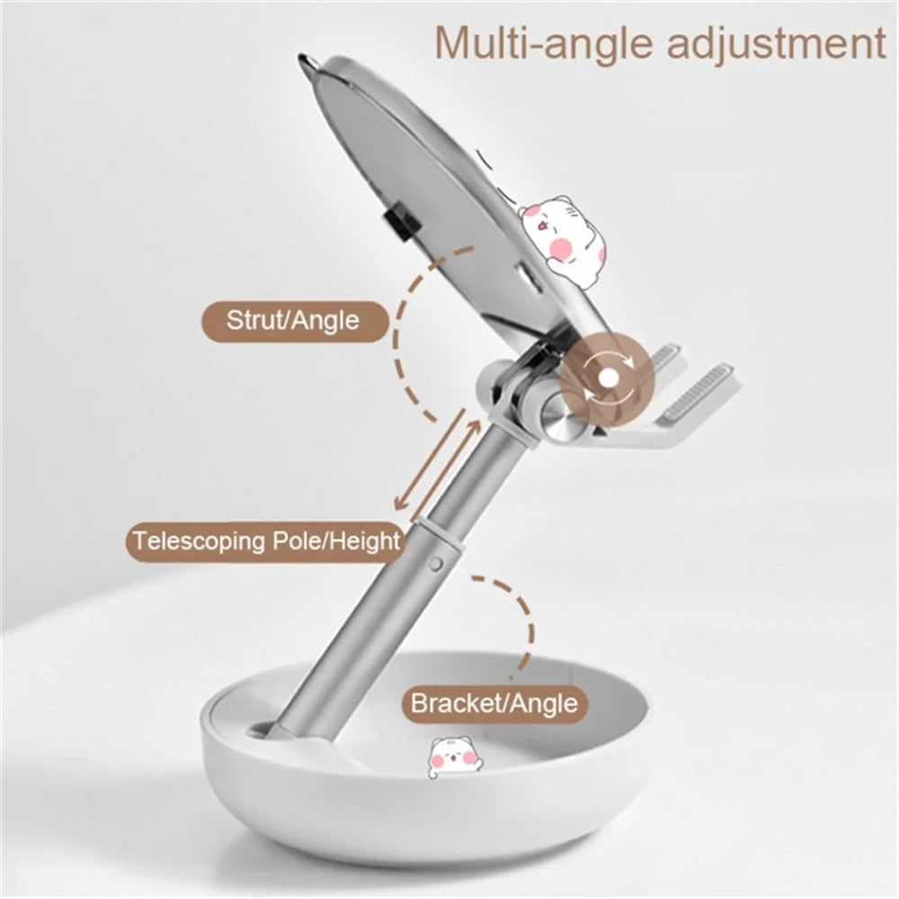 ICARERFAMILY IF-ZMZJ01 Mirror Design Cartoon Desktop Bracket Folding Stand for Phone / Tablet - Pink - 3