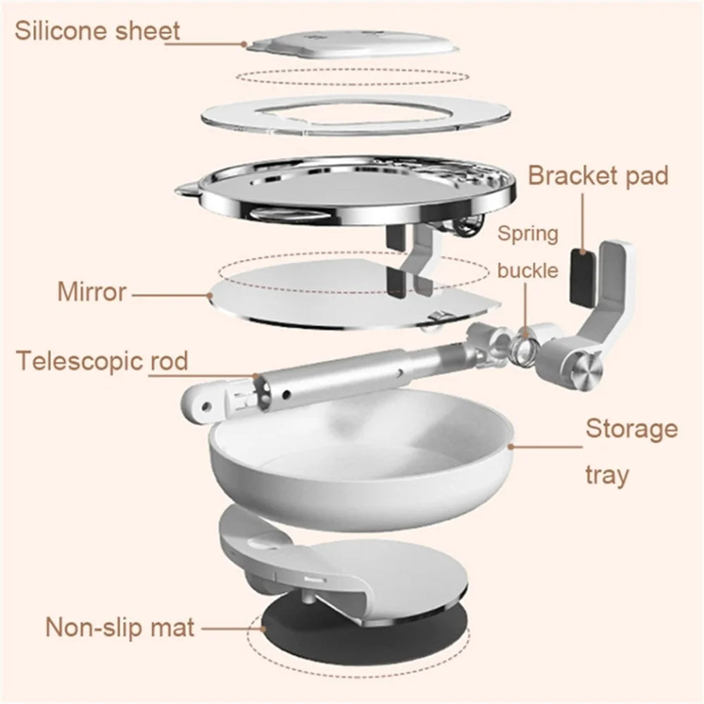 ICARERFAMILY IF-ZMZJ01 Mirror Design Cartoon Desktop Bracket Folding Stand for Phone / Tablet - Pink - 4