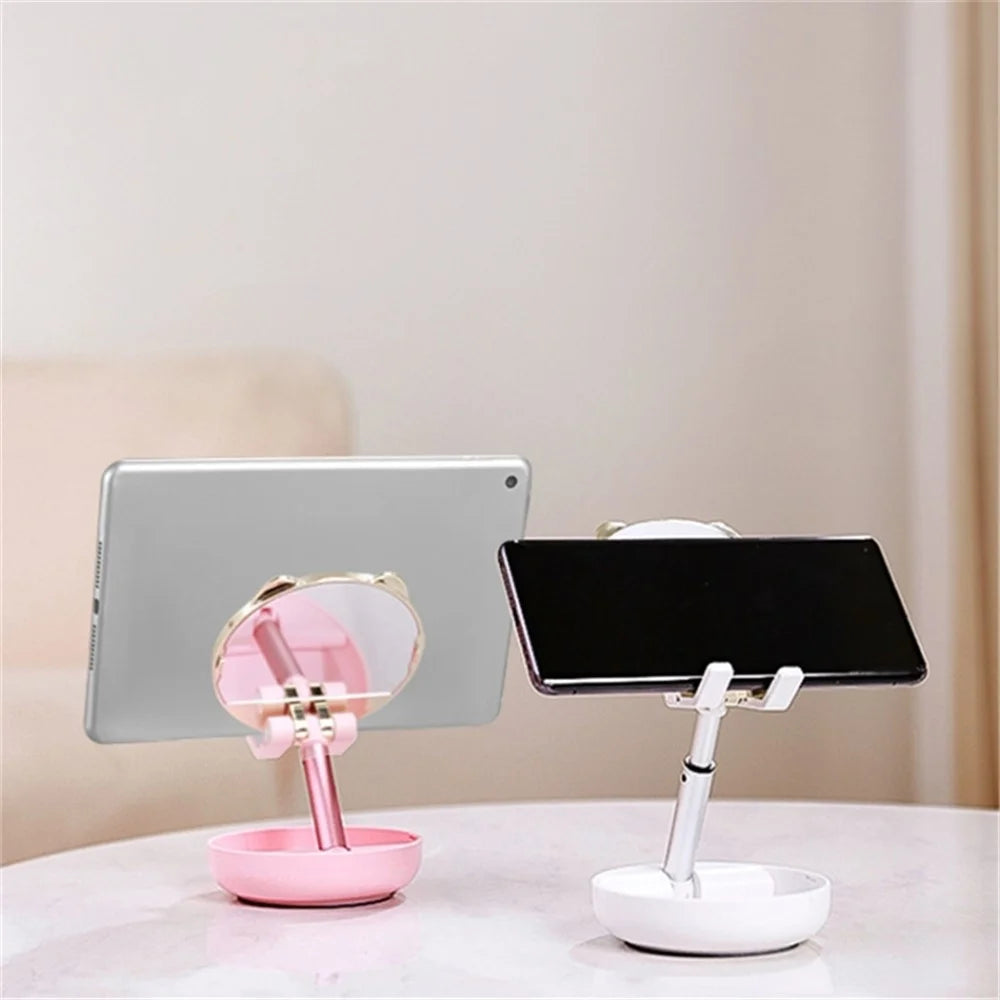 ICARERFAMILY IF-ZMZJ01 Mirror Design Cartoon Desktop Bracket Folding Stand for Phone / Tablet - Pink - 5
