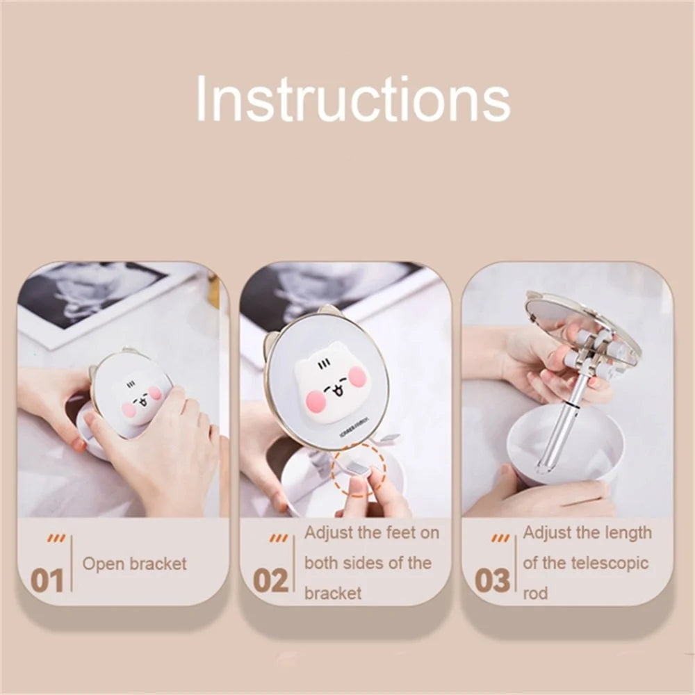 ICARERFAMILY IF-ZMZJ01 Mirror Design Cartoon Desktop Bracket Folding Stand for Phone / Tablet - Pink - 7