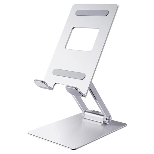 R-JUST SJ33 Foldable Cell Phone Stand Universal 9.7'' Aluminum Alloy Mobile Phone Holder Cradle Dock - Silver - 1