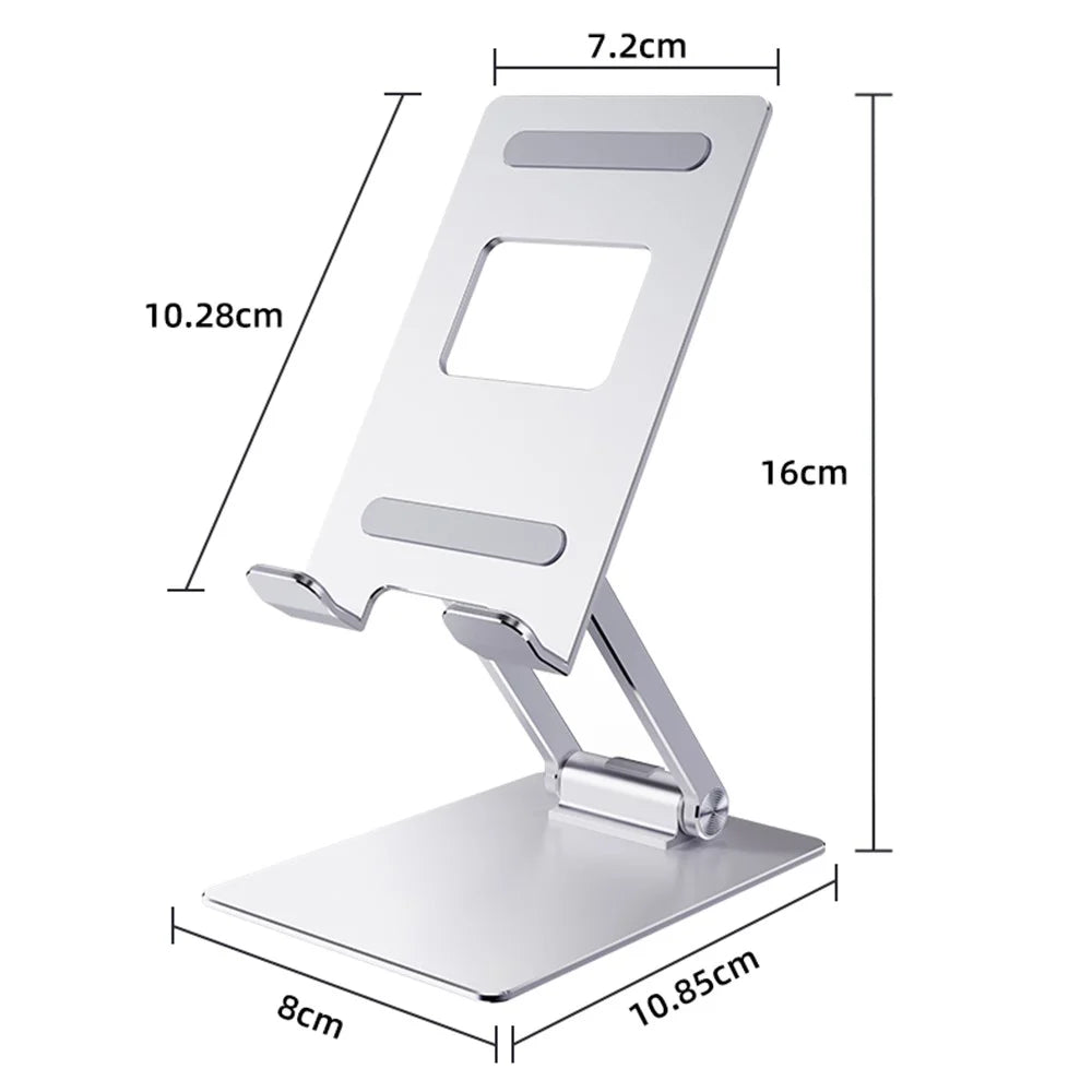 R-JUST SJ33 Foldable Cell Phone Stand Universal 9.7'' Aluminum Alloy Mobile Phone Holder Cradle Dock - Silver - 7