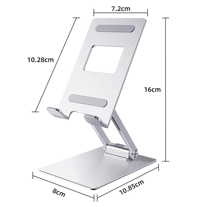 R-JUST SJ33 Foldable Cell Phone Stand Universal 9.7'' Aluminum Alloy Mobile Phone Holder Cradle Dock - Silver - 7