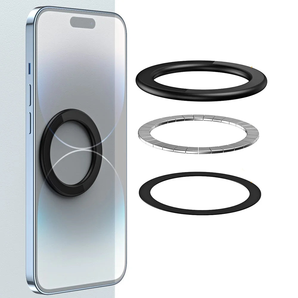 Magnetic Ring Sticker Zinc Alloy Wall Mount Magnet Phone Holder Stand Compatible with Magsafe - Black - 5