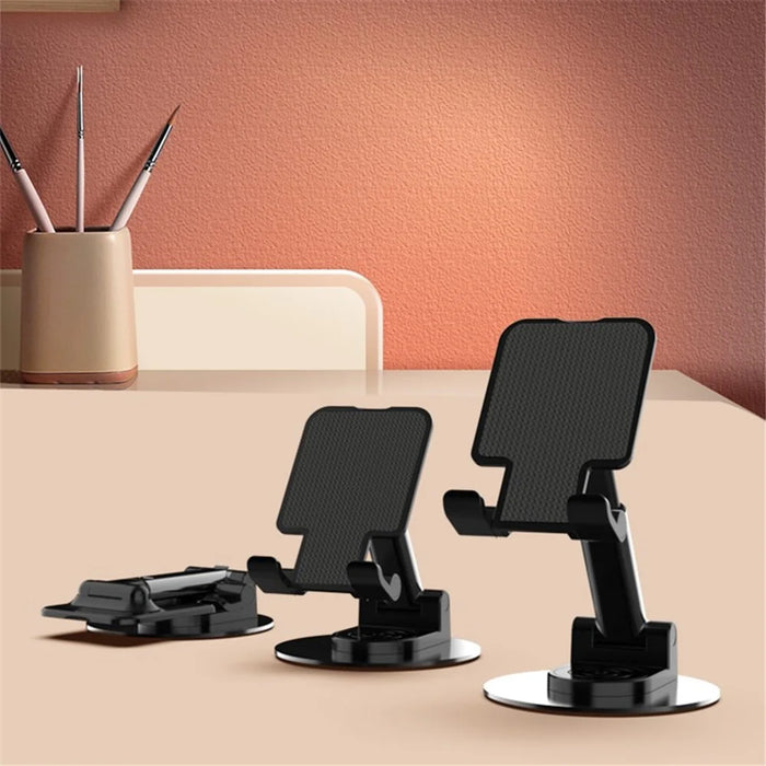CCT21 Universal 360-degree Foldable Cell Phone Stand Silicone+ABS Desktop Tablet Phone Holder for Watching Videos, Playing Game - Black - 2