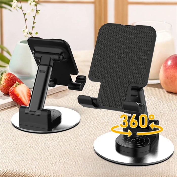 CCT21 Universal 360-degree Foldable Cell Phone Stand Silicone+ABS Desktop Tablet Phone Holder for Watching Videos, Playing Game - Black - 3
