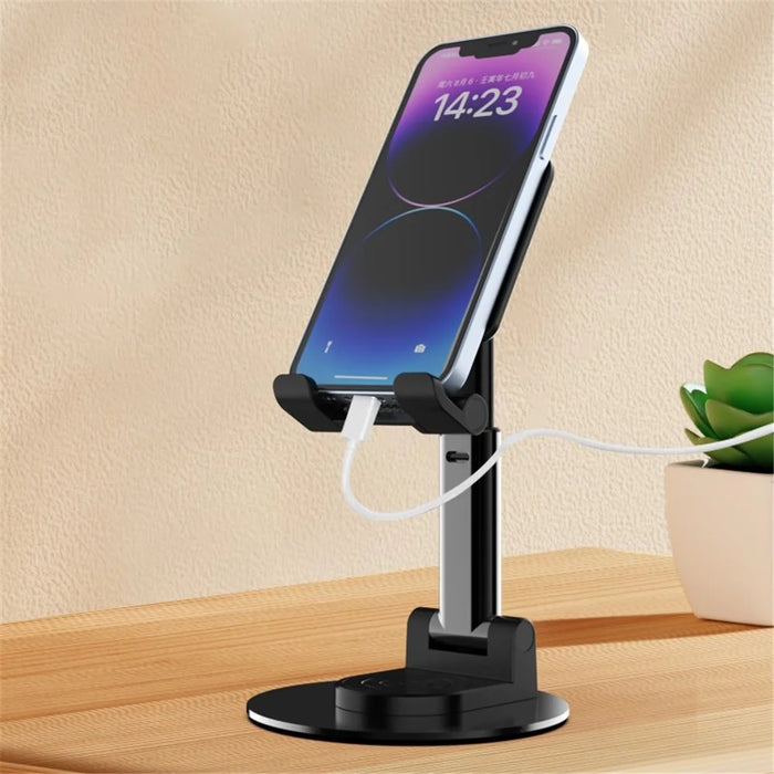 CCT21 Universal 360-degree Foldable Cell Phone Stand Silicone+ABS Desktop Tablet Phone Holder for Watching Videos, Playing Game - Black - 7