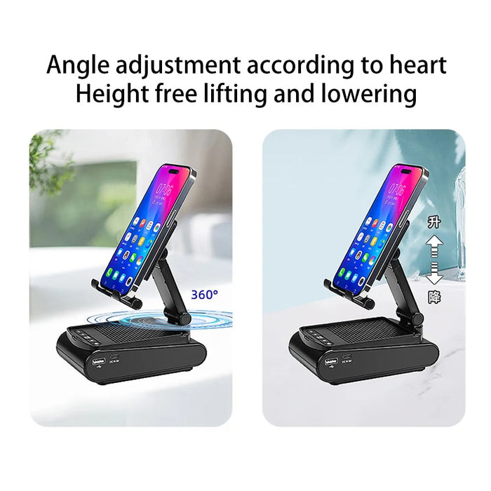 F25 Mobile Phone Holder with Bluetooth-compatible Speaker Multifunctional Folding Desktop Tablet Stand Portable Speaker - 4