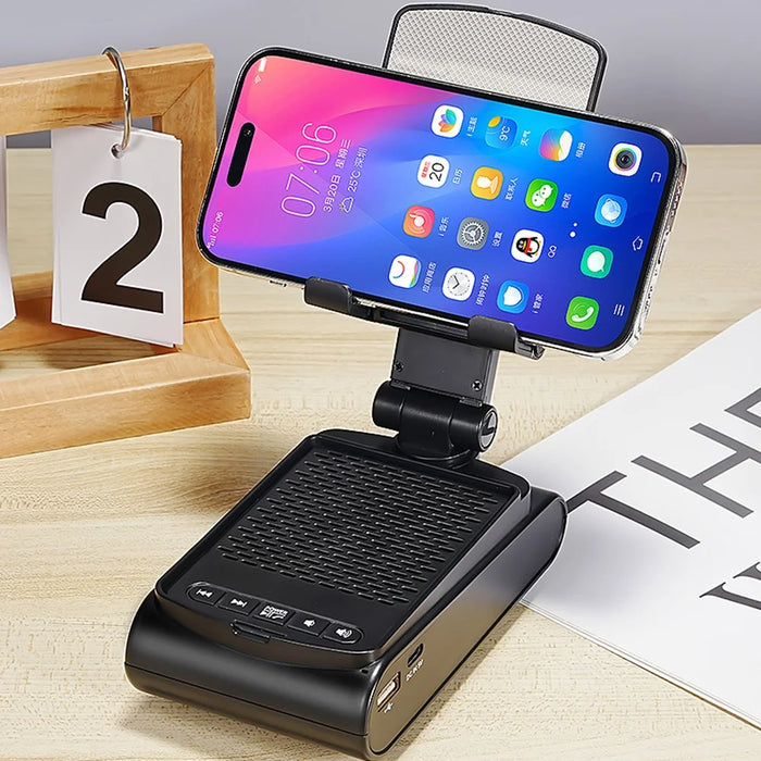 F25 Mobile Phone Holder with Bluetooth-compatible Speaker Multifunctional Folding Desktop Tablet Stand Portable Speaker - 5