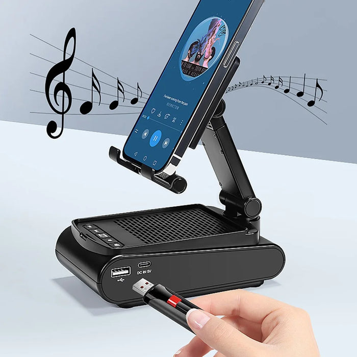 F25 Mobile Phone Holder with Bluetooth-compatible Speaker Multifunctional Folding Desktop Tablet Stand Portable Speaker - 6