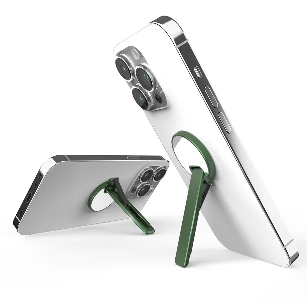 Cell Phone Ultra Thin Kickstand Folding Phone Back Stand Rotating Aluminum Alloy Phone Holder - Green - 1