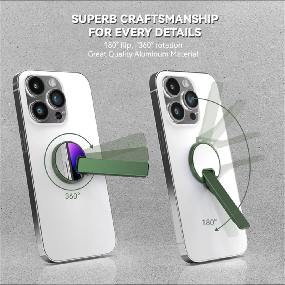 Cell Phone Ultra Thin Kickstand Folding Phone Back Stand Rotating Aluminum Alloy Phone Holder - Green - 3