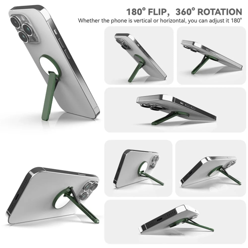 Cell Phone Ultra Thin Kickstand Folding Phone Back Stand Rotating Aluminum Alloy Phone Holder - Green - 4