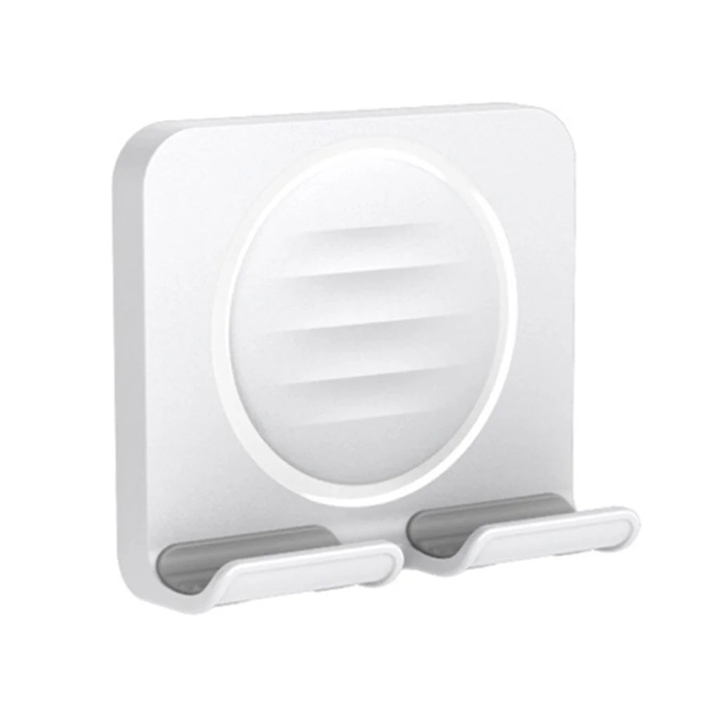B86 Multi-Functional Rotating Wall-Mount Cell Phone Holder Desktop ABS+Silicone Tablet Stand - White - 1
