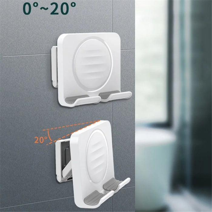 B86 Multi-Functional Rotating Wall-Mount Cell Phone Holder Desktop ABS+Silicone Tablet Stand - White - 4