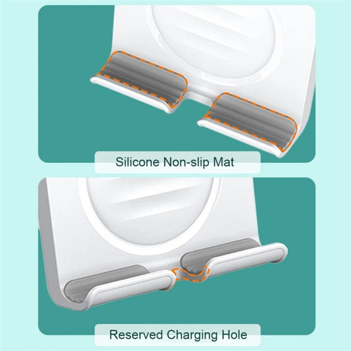 B86 Multi-Functional Rotating Wall-Mount Cell Phone Holder Desktop ABS+Silicone Tablet Stand - White - 5