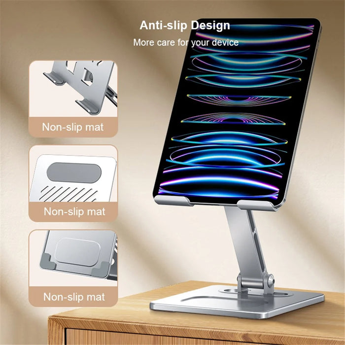 XUNDD XDHO-027 ArmorSeries Folding Desktop Stand Multi-Function Desktop Aluminum Alloy Tablet Holder - Silver - 3