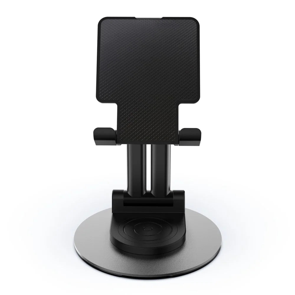 CCT22 Dual Tube Desktop Folding Cell Phone Stand ABS+Silicone Rotating Mobile Phone Holder - Black - 1
