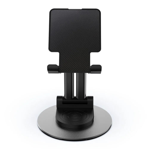 CCT22 Dual Tube Desktop Folding Cell Phone Stand ABS+Silicone Rotating Mobile Phone Holder - Black - 1