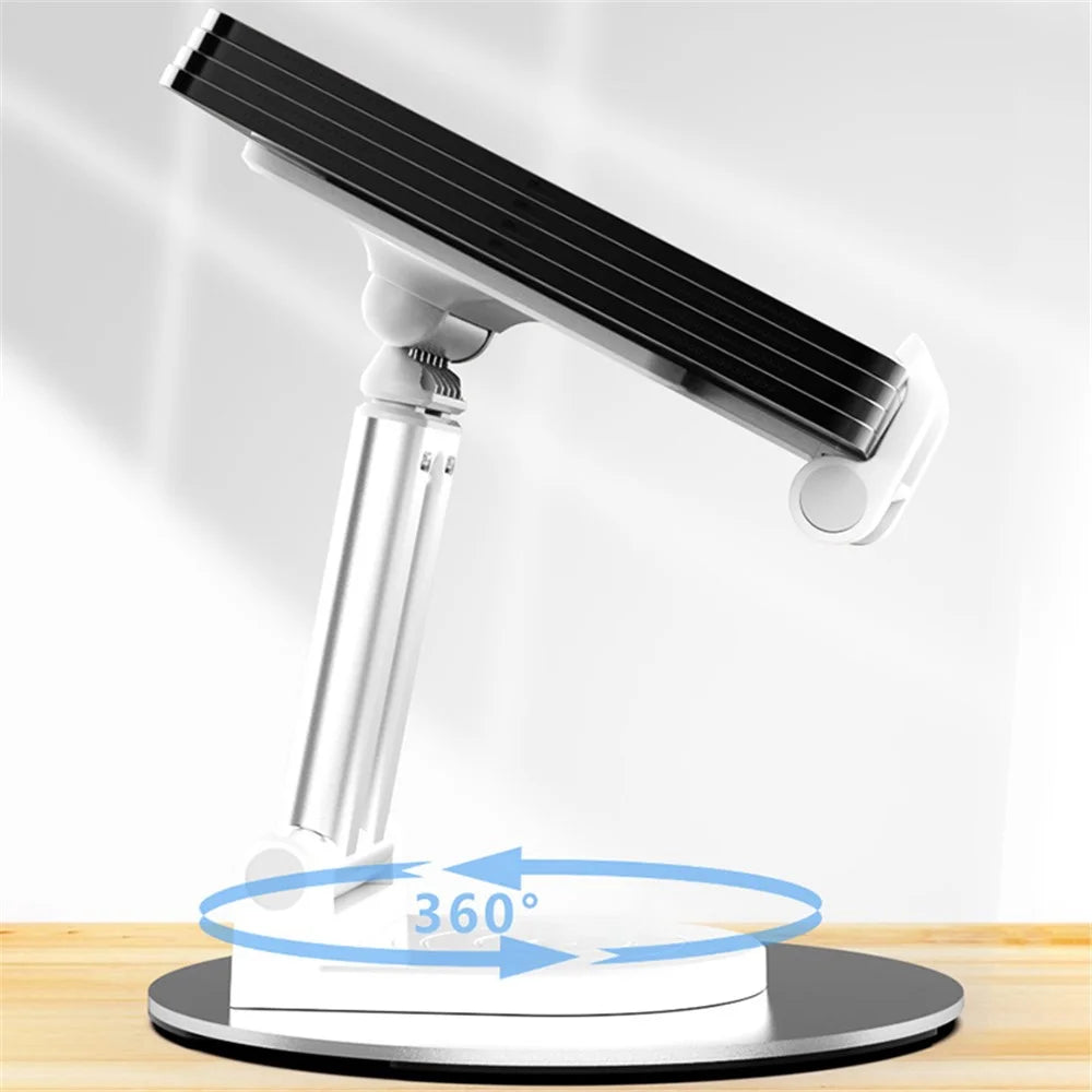 CCT22 Dual Tube Desktop Folding Cell Phone Stand ABS+Silicone Rotating Mobile Phone Holder - Black - 5
