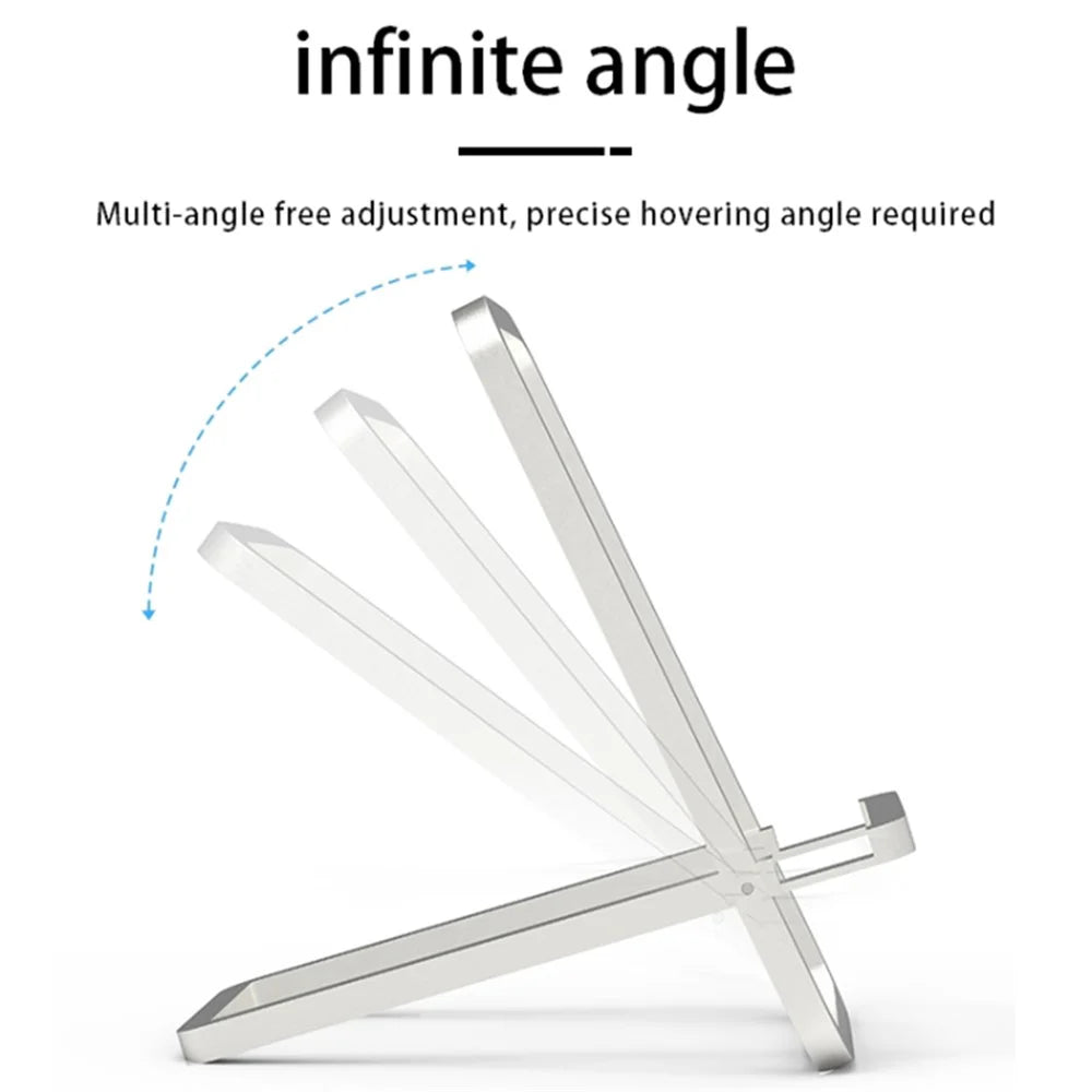Cell Phone Stand Foldable Aluminum Alloy Adjustable Holder Phone Holder for Desk - Silver - 3