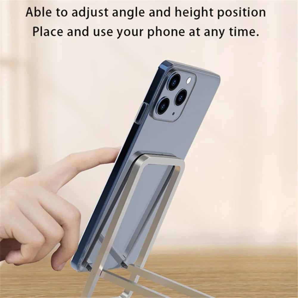 Cell Phone Stand Foldable Aluminum Alloy Adjustable Holder Phone Holder for Desk - Silver - 6