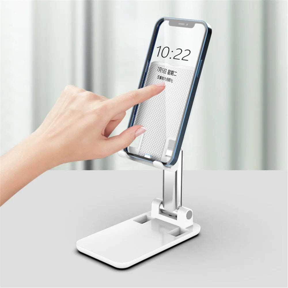 CCT18 Foldable Phone Stand for Desk Height Adjustable ABS Phone Holder Portable Cellphone Cradle - White - 3
